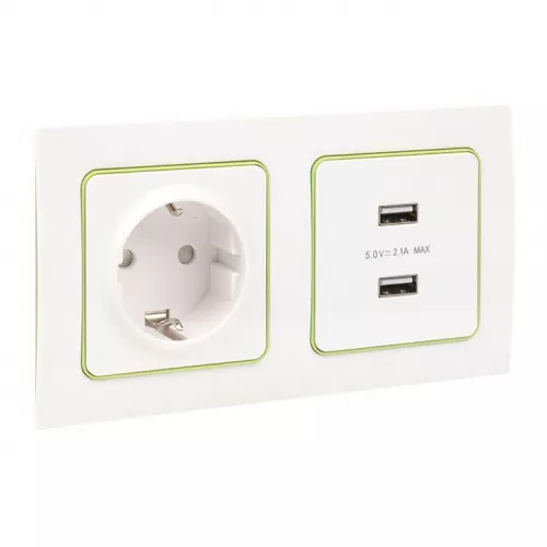 Рамка 2-м Стокгольм бел. с линией цвета зел. PROxima EKF EXM-G-303-20 фото 8