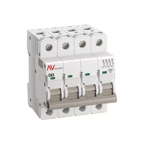 Выключатель автоматический модульный 4п C 63А 6кА AV-6 AVERES EKF mcb6-4-63C-av фото 2