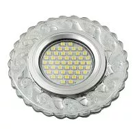DLS-L139 GU5.3 GLASSY/CLEAR Светильник декоративный встраиваемый, серия Luciole. Без лампы, цоколь GU5.3. Доп. светодиодная подсветка 3Вт. Стекло. Зеркальный/прозрачный. ТМ Fametto