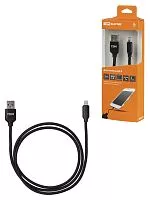 Дата-кабель, ДК 9, USB - Lightning, 1 м, тканевая оплетка, черный, TDM
