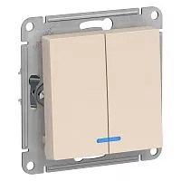 Механизм выключателя 2-кл. СП AtlasDesign 10А IP20 (сх. 5а) 10AX с подсветкой беж. SchE ATN000253
