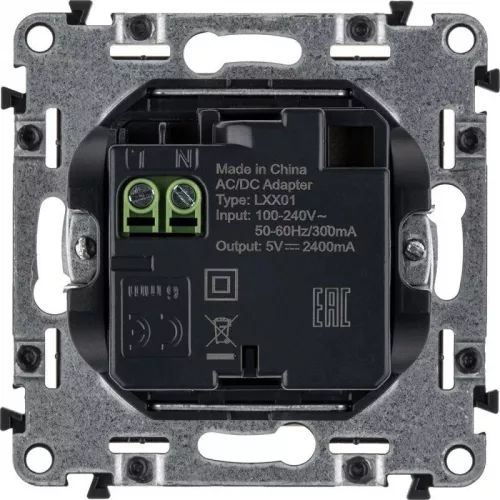 Механизм розетки USB Valena Life 2 разъема 240В/5В 1500мА с лиц. панелью сл. кость Leg 753512 фото 3