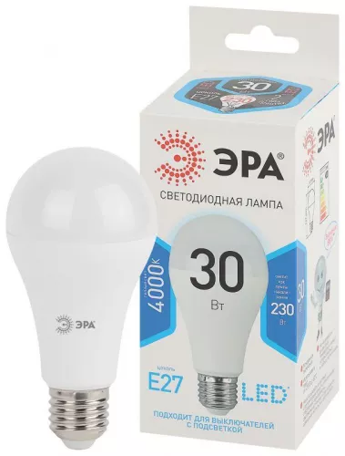 Лампа светодиодная LED A65-30W-840-E27 A65 30Вт груша E27 нейтр. бел. ЭРА Б0048016 Лампа светодиодная LED A65-30W-840-E27 A65 30Вт груша E27 нейтр. бел. ЭРА Б0048016