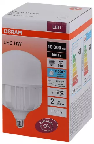 Лампа светодиодная LED HW T 100Вт (замена 1000Вт) матовая 6500К холод. бел. E27/E40 10000лм угол пучка 200град. 140-265В PF>/=09 OSRAM 4058075577015 фото 3