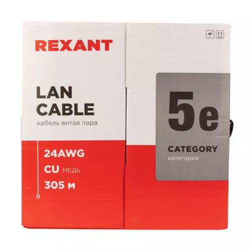 Кабель UTP 4х2х24AWG кат.5е медь наружн. прокл. бухта (м) Rexant 01-0045 фото 5