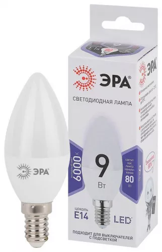 Лампа светодиодная B35-9W-860-E14 свеча 720лм ЭРА Б0031403 Лампа светодиодная B35-9W-860-E14 свеча 720лм ЭРА Б0031403