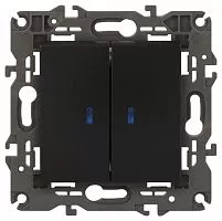 Механизм выключателя 2-кл. СП Эра Elegance 10А IP20 14-1105-05 250В 10AX с подсветкой антрацит Эра Б0034241