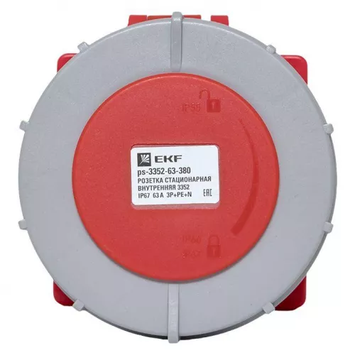 Розетка стационарная внутренняя 3352 3Р+РЕ+N 63А 380В IP67 PROxima EKF ps-3352-63-380 фото 3