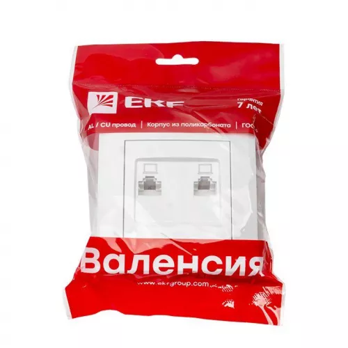 Розетка компьютерная 2-м RJ-45 бел. PROxima EKF EWK02-035-10 фото 3