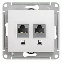 Механизм розетки комп. 2-м Glossa RJ45+RJ45 кат.5е бел. SchE GSL000185KK