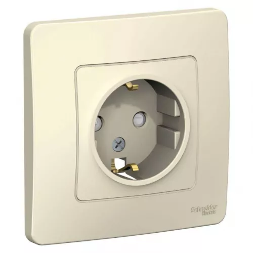 Розетка 1-м СП Blanca 16А IP20 250В с заземл. защ. шторки молоч. SchE BLNRS001112