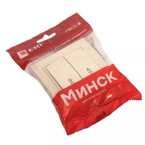 Переключатель проходной 2-кл. СП Минск 10А IP20 беж. EKF ERV10-026-20 фото 3