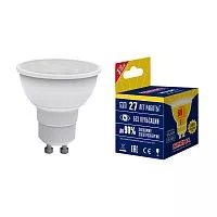LED-JCDR-7W/WW/GU10/NR Лампа светодиодная. Форма "JCDR", матовая. Серия Norma. Теплый белый свет (3000K). Картон. ТМ Volpe