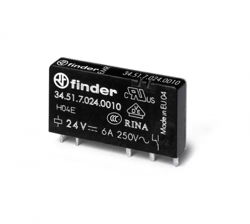 Реле ультратонкое 1CO 6А кат. 24В DC RTII FINDER 345170240010 Реле ультратонкое 1CO 6А кат. 24В DC RTII FINDER 345170240010