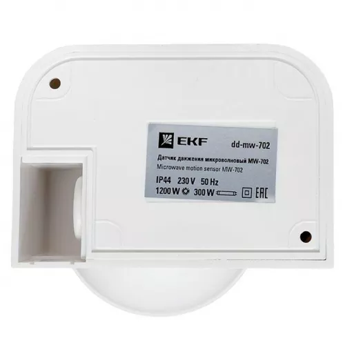 Датчик движения микроволновый MW-702 1200Вт 180гр. до 15м IP44 бел. PROxima EKF dd-mw-702 фото 2