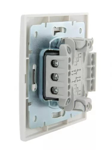 Выключатель проходной 2-кл. СП Мира 10А IP20 с бел.вставкой бел. LEZARD 701-0202-106 фото 2