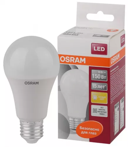 Лампа светодиодная LED STAR CLASSIC A 150 13W/827 13Вт грушевидная 2700К тепл. бел. E27 1521лм 220-240В матов. пласт. OSRAM 4058075056985 фото 2