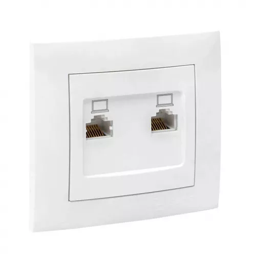 Розетка компьютерная 2-м RJ-45 бел. PROxima EKF EWK02-035-10 фото 5