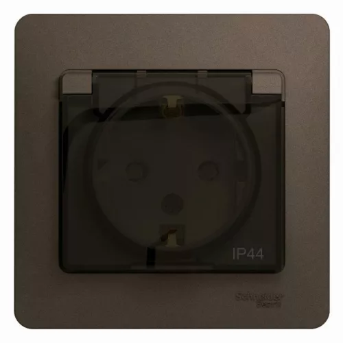Розетка 1-м СП Glossa 16А IP44 с защ. крышкой защ. шторки с заземл. в сборе шоколад SchE GSL000848 Розетка 1-м СП Glossa 16А IP44 с защ. крышкой защ. шторки с заземл. в сборе шоколад SchE GSL000848