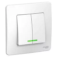 Выключатель 2-кл. СП Blanca 6А IP20 (сх. 5) 250В с подсветкой бел. SchE BLNVS006511