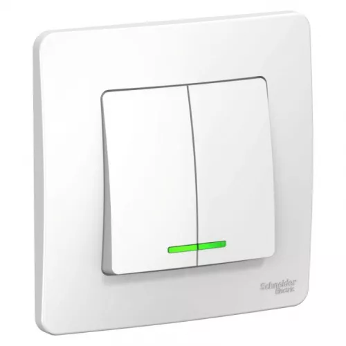 Выключатель 2-кл. СП Blanca 6А IP20 (сх. 5) 250В с подсветкой бел. SchE BLNVS006511 Выключатель 2-кл. СП Blanca 6А IP20 (сх. 5) 250В с подсветкой бел. SchE BLNVS006511