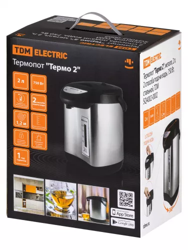 Термопот "Термо 2", металл, 2 л, 2 способа подачи воды, 750 Вт, стальной, TDM фото 7 Термопот "Термо 2", металл, 2 л, 2 способа подачи воды, 750 Вт, стальной, TDM фото 7