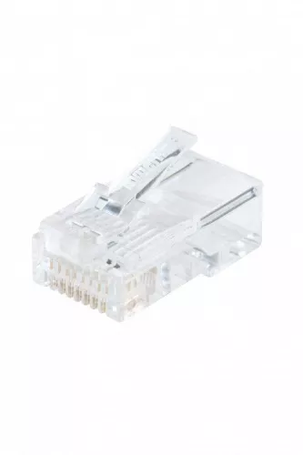 Разъем RJ45(8P8C) PLUG-8P8C-U-C5-100 под витую пару кат.5e универс. для ож и мж кабеля Hyperline 49377