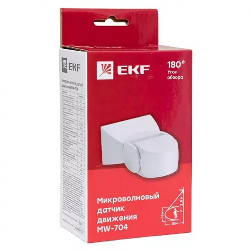Датчик движения микроволновый MW-704 1200Вт 180гр. до 15м IP65 бел. PROxima EKF dd-mw-704 фото 8