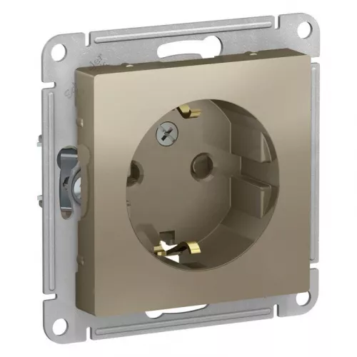 Механизм розетки 1-м СП AtlasDesign 16А с заземл. защ. шторки шампань SchE ATN000545