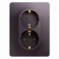 Розетка 2-м СП Glossa 16А IP20 250В с заземл. в сборе сиренев. туман SchE GSL001424