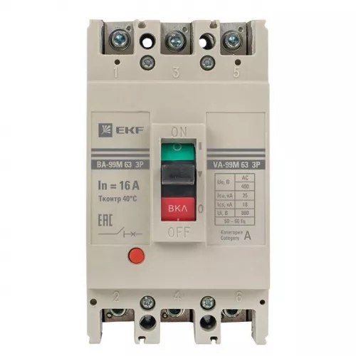 Выключатель автоматический 3п 63/16А 25кА ВА-99М PROxima EKF mccb99-63-16m фото 3 Выключатель автоматический 3п 63/16А 25кА ВА-99М PROxima EKF mccb99-63-16m фото 3