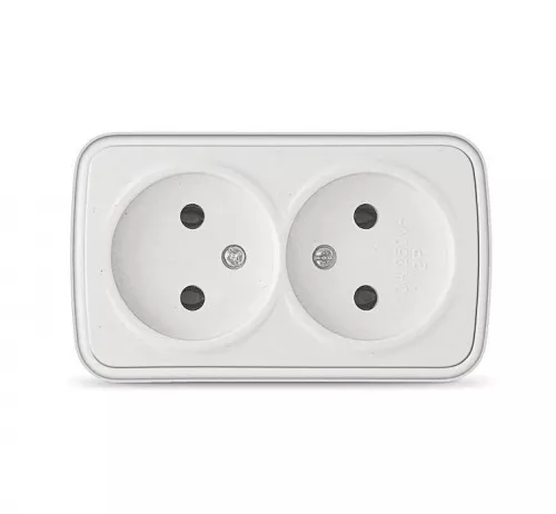 Розетка 2-м ОП Электра 16А IP20 без заземл. бел. Союз 0024 Розетка 2-м ОП Электра 16А IP20 без заземл. бел. Союз 0024