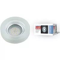 DLS-L110 GU5.3 CHROME/MATT CLEAR Светильник декоративный встраиваемый, серия Luciole. Без лампы, цоколь GU5.3. Доп. светодиодная подсветка 3Вт. Металл/стекло. Хром/матовый+прозрачный. ТМ Fametto