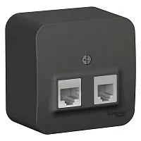 Розетка компьютерная + телеф. 2-м ОП BLANCA RJ45 кат.5e + RJ11 изол. пласт. антрацит SchE BLNIA045116