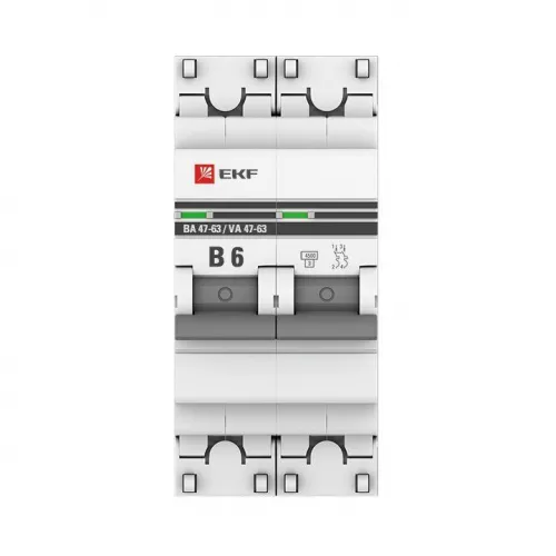 Выключатель автоматический модульный 2п B 6А 4.5кА ВА 47-63 PROxima EKF mcb4763-2-06B-pro фото 2