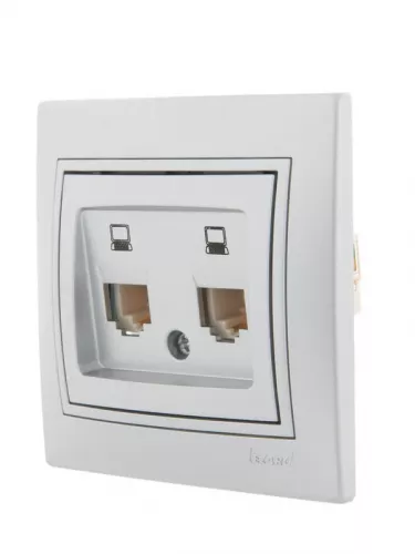 Розетка компьютерная 2-м СП Мира RJ45 метал. сер. LEZARD 701-1010-141 фото 2