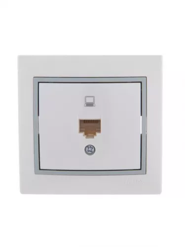 Розетка компьютерная 1-м СП Мира RJ45 бел./сер. LEZARD 701-0215-139