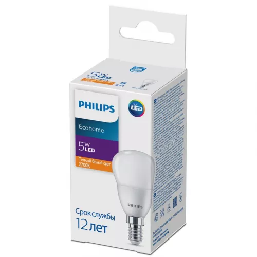 Лампа светодиодная Ecohome LED Lustre 5Вт 500лм E14 827 P46 Philips 929002969637 фото 2 Лампа светодиодная Ecohome LED Lustre 5Вт 500лм E14 827 P46 Philips 929002969637 фото 2