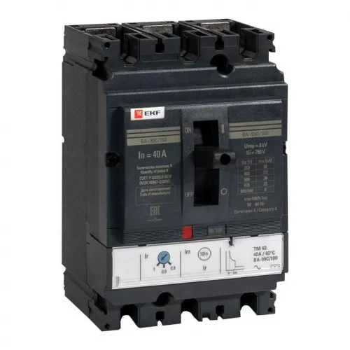 Выключатель автоматический 3п 100/40А 36кА ВА-99C Compact NS PROxima EKF mccb99C-100-40 Выключатель автоматический 3п 100/40А 36кА ВА-99C Compact NS PROxima EKF mccb99C-100-40