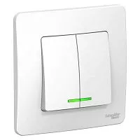Выключатель 2-кл. СП Blanca 10А IP20 (сх. 5) 250В с подсветкой бел. SchE BLNVS010511
