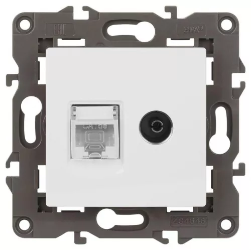 Розетка информационная RJ45+TV 14-3110-01 Elegance бел. ЭРА Б0034314