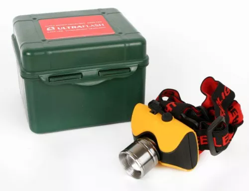 Фонарь налобный E157 (аккум. 220В CREE 3Вт пласт. бокс; желт.) Ultraflash 12351