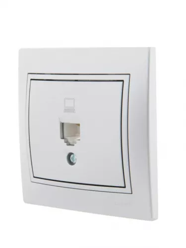 Розетка компьютерная 1-м СП Мира RJ45 метал. сер. LEZARD 701-1010-139 фото 2