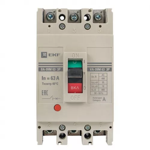 Выключатель автоматический 3п 63/63А 25кА ВА-99М PROxima EKF mccb99-63-63m фото 9