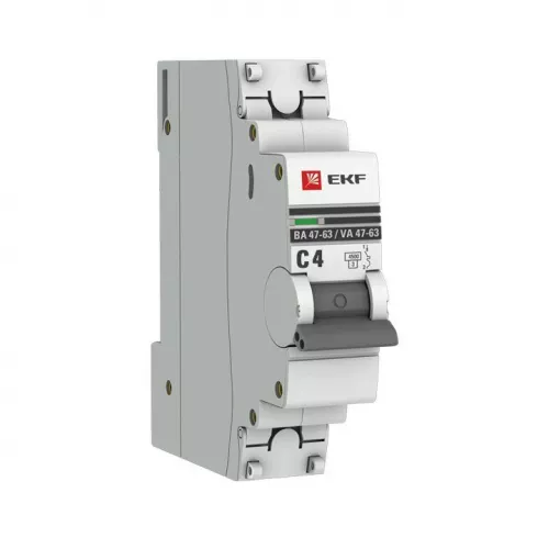 Выключатель автоматический модульный 1п C 4А 4.5кА ВА 47-63 PROxima EKF mcb4763-1-04C-pro Выключатель автоматический модульный 1п C 4А 4.5кА ВА 47-63 PROxima EKF mcb4763-1-04C-pro