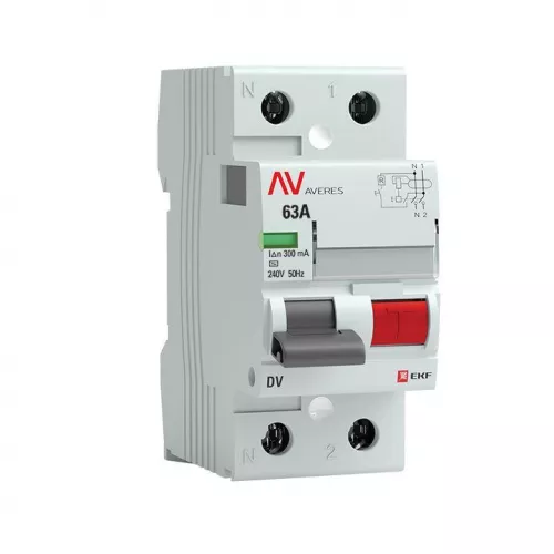 Выключатель дифференциального тока (УЗО) 2п 63А 300мА тип AC DV AVERES EKF rccb-2-63-300-ac-av Выключатель дифференциального тока (УЗО) 2п 63А 300мА тип AC DV AVERES EKF rccb-2-63-300-ac-av