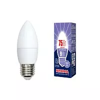 LED-C37-9W/DW/E27/FR/NR Лампа светодиодная. Форма "свеча", матовая. Серия Norma. Дневной белый свет (6500K). Картон. ТМ Volpe
