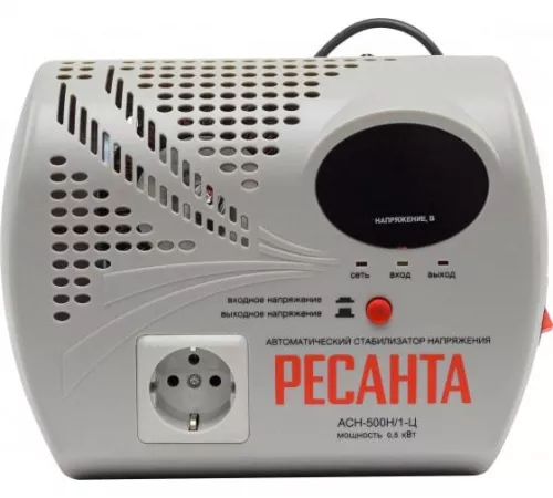 Стабилизатор напряжения АСН-500 Н/1-Ц 1ф 0.5кВт настен. с розеткой IP20 релейный Ресанта 63/6/9 фото 3