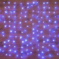 Гирлянда светодиодная "Светодиодный Дождь" 1.5х1м 96LED син. 8Вт 220В IP20 свечение с динамикой с контроллером провод прозр. Neon-Night 235-023