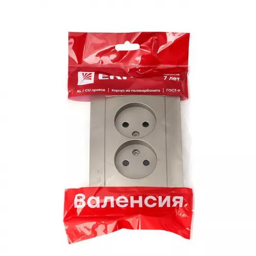 Панель лицевая Валенсия для розетки 2-м 10А защ. шторки без заземл. кашемир PROxima EKF ESR10-L-102-40 фото 2